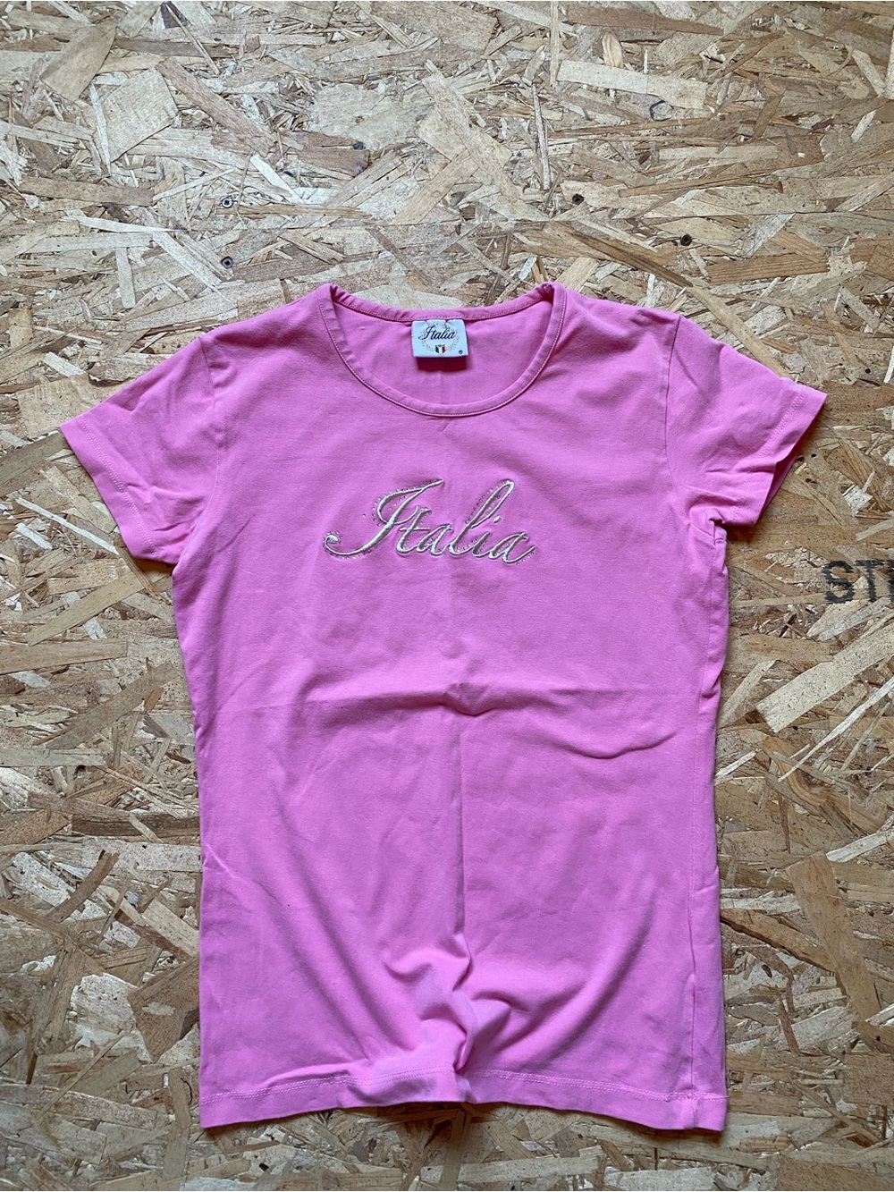 Italia Y2K Embroidered Pink Tee